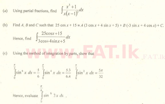 National Syllabus : Advanced Level (A/L) Combined Mathematics - 2007 August - Paper I (English Medium) 6 1