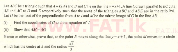 National Syllabus : Advanced Level (A/L) Combined Mathematics - 2007 August - Paper I (English Medium) 7 1