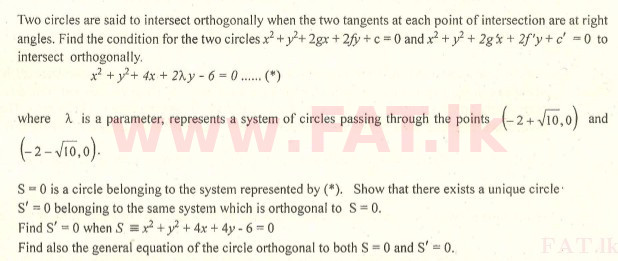 National Syllabus : Advanced Level (A/L) Combined Mathematics - 2007 August - Paper I (English Medium) 8 1