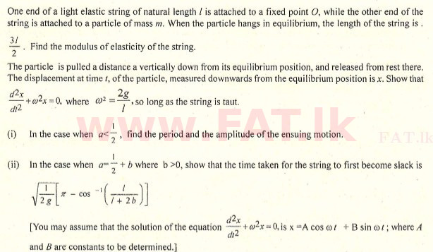 National Syllabus : Advanced Level (A/L) Combined Mathematics - 2007 August - Paper II (English Medium) 4 1