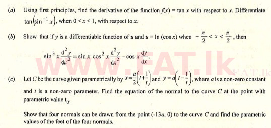 உள்ளூர் பாடத்திட்டம் : உயர்தரம் (உ/த) இணைந்த கணிதம் - 2008 ஆகஸ்ட் - தாள்கள் I (English மொழிமூலம்) 5 1
