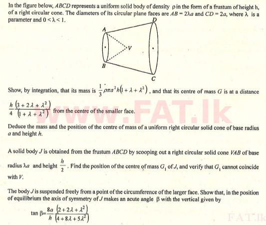 National Syllabus : Advanced Level (A/L) Combined Mathematics - 2008 August - Paper II (English Medium) 7 1
