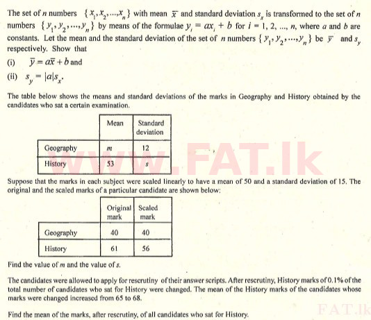 உள்ளூர் பாடத்திட்டம் : உயர்தரம் (உ/த) இணைந்த கணிதம் - 2008 ஆகஸ்ட் - தாள்கள் II (English மொழிமூலம்) 9 1