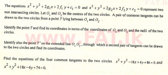 National Syllabus : Advanced Level (A/L) Combined Mathematics - 2009 August - Paper I (English Medium) 8 1