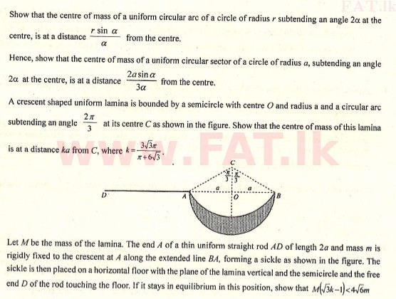 දේශීය විෂය නිර්දේශය : උසස් පෙළ (A/L) සංයුක්ත ගණිතය - 2009 අගෝස්තු - ප්‍රශ්න පත්‍රය II (English මාධ්‍යය) 7 1