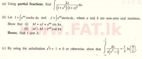 உள்ளூர் பாடத்திட்டம் : உயர்தரம் (உ/த) இணைந்த கணிதம் - 2010 ஆகஸ்ட் - தாள்கள் I (English மொழிமூலம்) 6 1