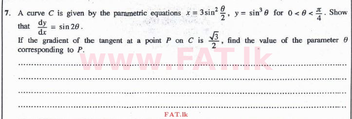 National Syllabus : Advanced Level (A/L) Combined Mathematics - 2016 August - Paper I (English Medium) 7 1