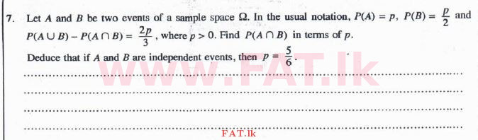 National Syllabus : Advanced Level (A/L) Combined Mathematics - 2016 August - Paper II (English Medium) 7 1