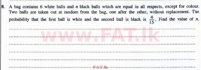 National Syllabus : Advanced Level (A/L) Combined Mathematics - 2016 August - Paper II (English Medium) 8 1