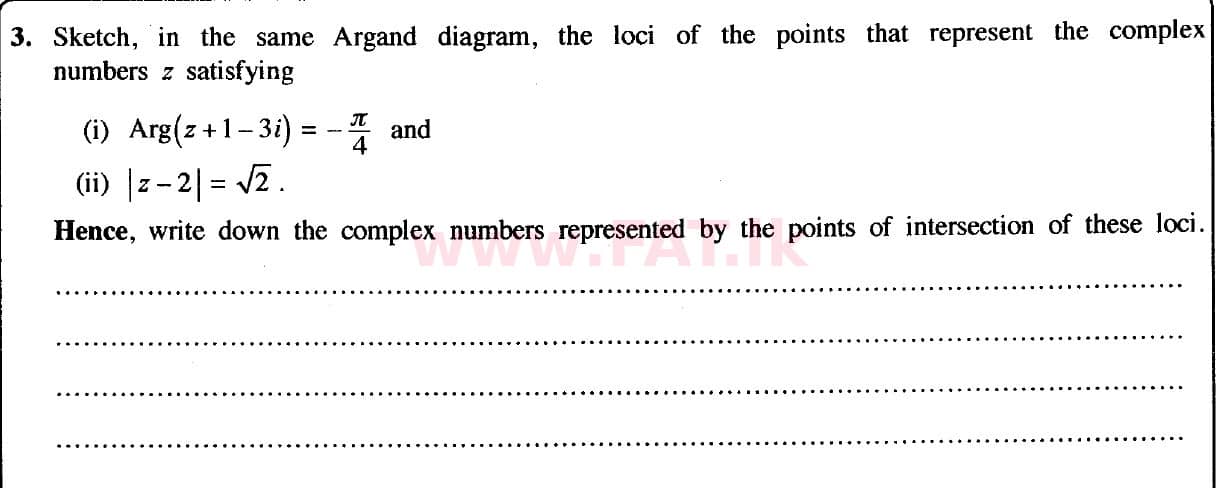 National Syllabus : Advanced Level (A/L) Combined Mathematics - 2020 October - Paper I (New Syllabus) (English Medium) 3 1
