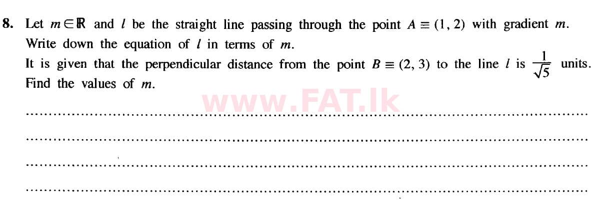 National Syllabus : Advanced Level (A/L) Combined Mathematics - 2020 October - Paper I (New Syllabus) (English Medium) 8 1