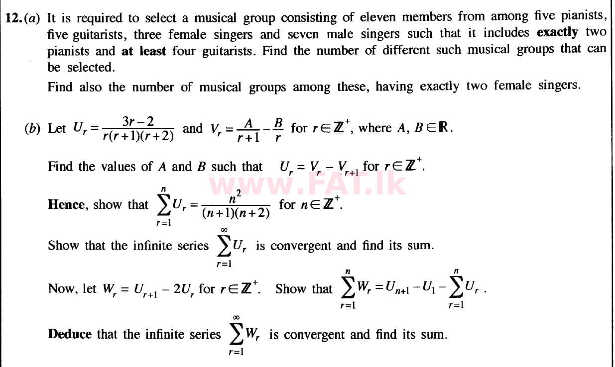 National Syllabus : Advanced Level (A/L) Combined Mathematics - 2020 October - Paper I (New Syllabus) (English Medium) 12 1