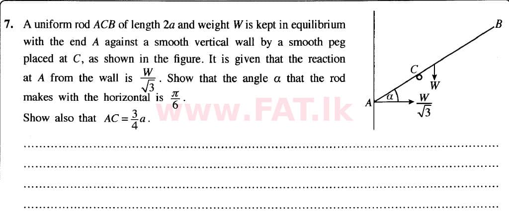 National Syllabus : Advanced Level (A/L) Combined Mathematics - 2020 October - Paper II (New Syllabus) (English Medium) 7 1