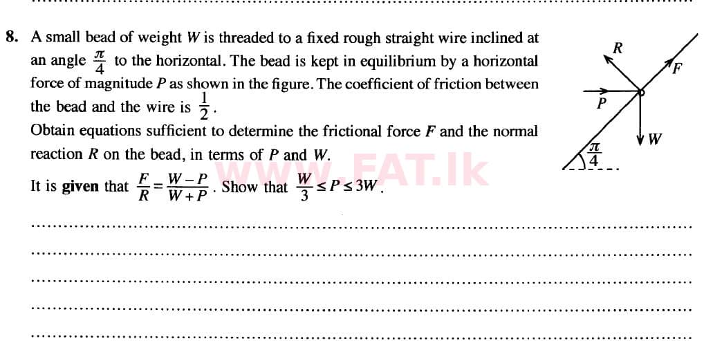 National Syllabus : Advanced Level (A/L) Combined Mathematics - 2020 October - Paper II (New Syllabus) (English Medium) 8 1