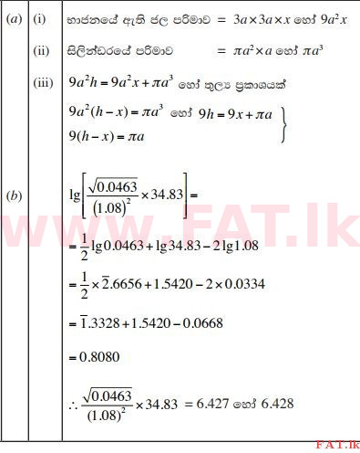 National Syllabus : Ordinary Level (O/L) Mathematics - 2013 December - Paper II (සිංහල Medium) 6 1167