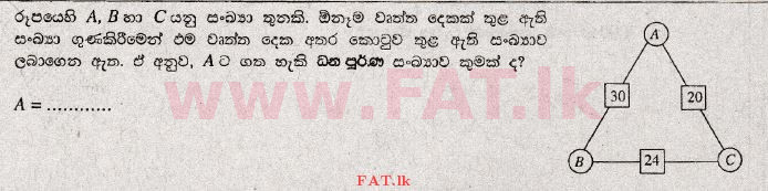 உள்ளூர் பாடத்திட்டம் : சாதாரண நிலை (சா/த) கணிதம் - 2009 டிசம்பர் - தாள்கள் I (සිංහල மொழிமூலம்) 30 1