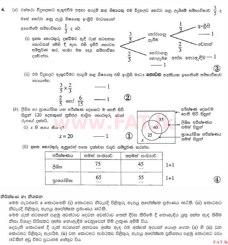 உள்ளூர் பாடத்திட்டம் : சாதாரண நிலை (சா/த) கணிதம் - 2010 டிசம்பர் - தாள்கள் I (සිංහල மொழிமூலம்) 34 2479