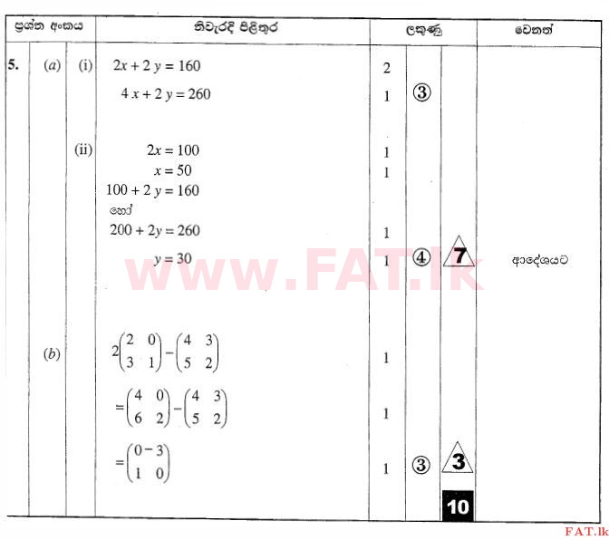 National Syllabus : Ordinary Level (O/L) Mathematics - 2010 December - Paper II (සිංහල Medium) 5 2487