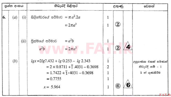 National Syllabus : Ordinary Level (O/L) Mathematics - 2010 December - Paper II (සිංහල Medium) 6 2488