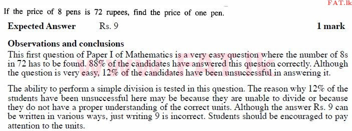 National Syllabus : Ordinary Level (O/L) Mathematics - 2011 December - Paper I A (English Medium) 1 2178