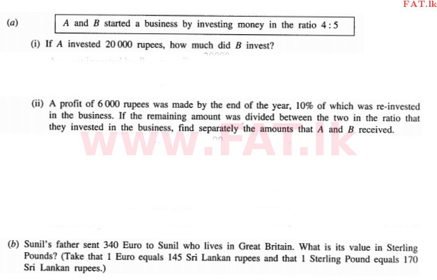 National Syllabus : Ordinary Level (O/L) Mathematics - 2011 December - Paper I B (English Medium) 3 1