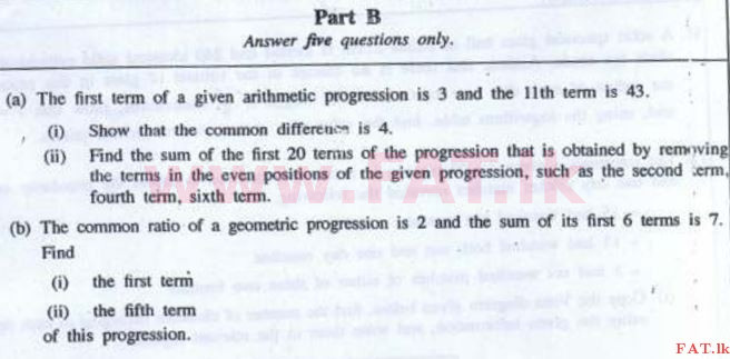 உள்ளூர் பாடத்திட்டம் : சாதாரண நிலை (சா/த) கணிதம் - 2016 டிசம்பர் - தாள்கள் II (English மொழிமூலம்) 7 1