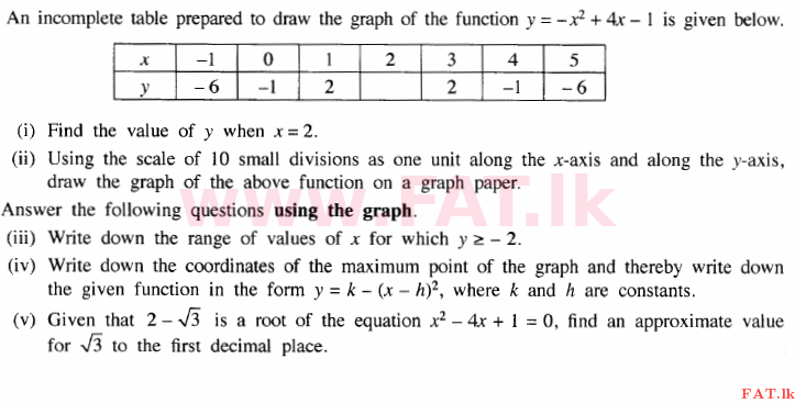 உள்ளூர் பாடத்திட்டம் : சாதாரண நிலை (சா/த) கணிதம் - 2015 டிசம்பர் - தாள்கள் II (English மொழிமூலம்) 2 1