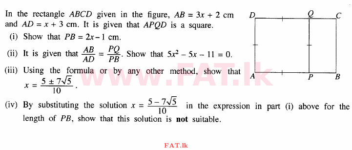 National Syllabus : Ordinary Level (O/L) Mathematics - 2015 December - Paper II (English Medium) 3 1