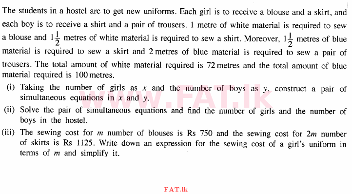 National Syllabus : Ordinary Level (O/L) Mathematics - 2015 December - Paper II (English Medium) 5 1