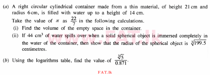 National Syllabus : Ordinary Level (O/L) Mathematics - 2015 December - Paper II (English Medium) 6 1