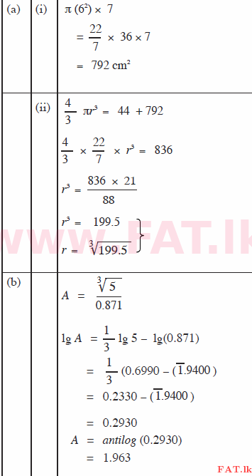 National Syllabus : Ordinary Level (O/L) Mathematics - 2015 December - Paper II (English Medium) 6 330