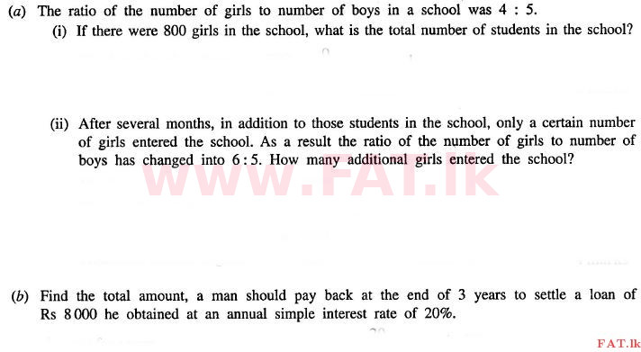 உள்ளூர் பாடத்திட்டம் : சாதாரண நிலை (சா/த) கணிதம் - 2012 டிசம்பர் - தாள்கள் I (English மொழிமூலம்) 33 1