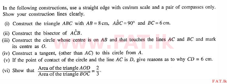 National Syllabus : Ordinary Level (O/L) Mathematics - 2012 December - Paper II (English Medium) 8 1