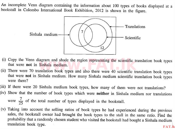 National Syllabus : Ordinary Level (O/L) Mathematics - 2012 December - Paper II (English Medium) 10 1