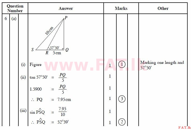 දේශීය විෂය නිර්දේශය : සාමාන්‍ය පෙළ (O/L) ගණිතය - 2011 දෙසැම්බර් - ප්‍රශ්න පත්‍රය II A (English මාධ්‍යය) 6 2291