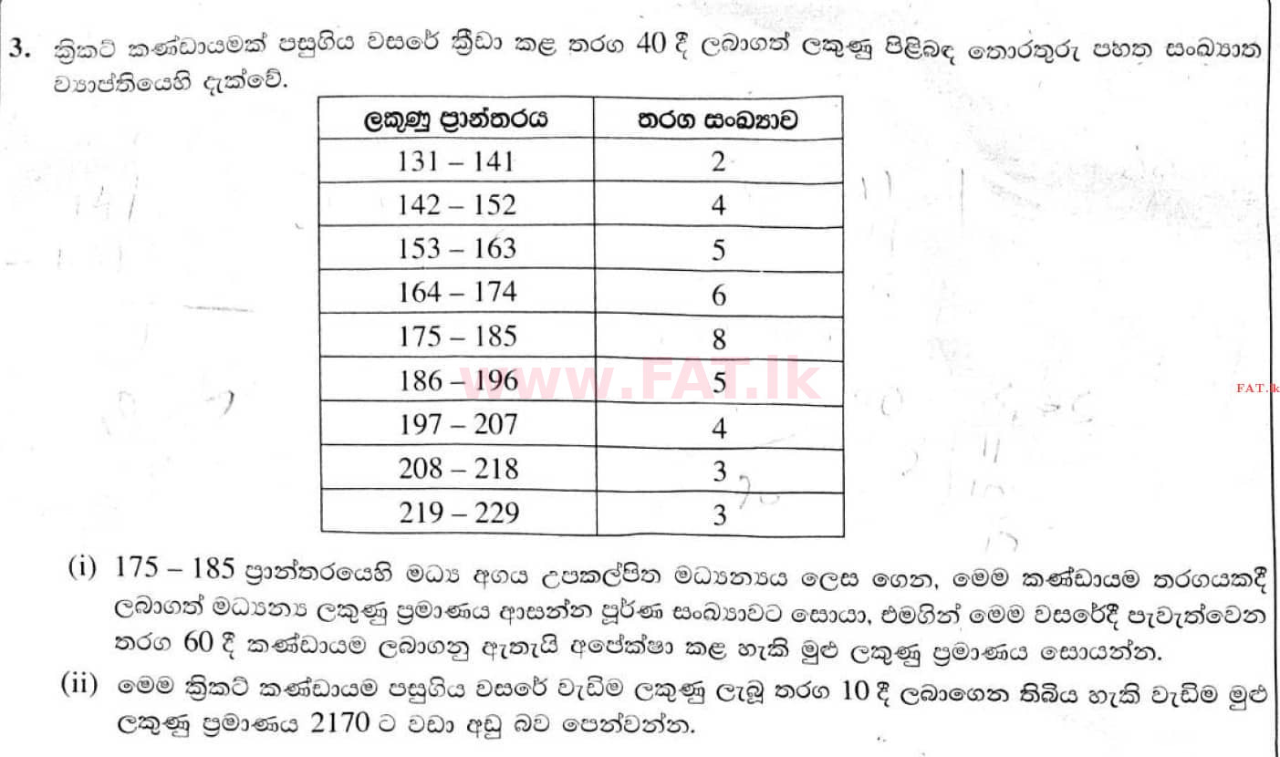 National Syllabus : Ordinary Level (O/L) Mathematics - 2020 March - Paper II (සිංහල Medium) 3 1