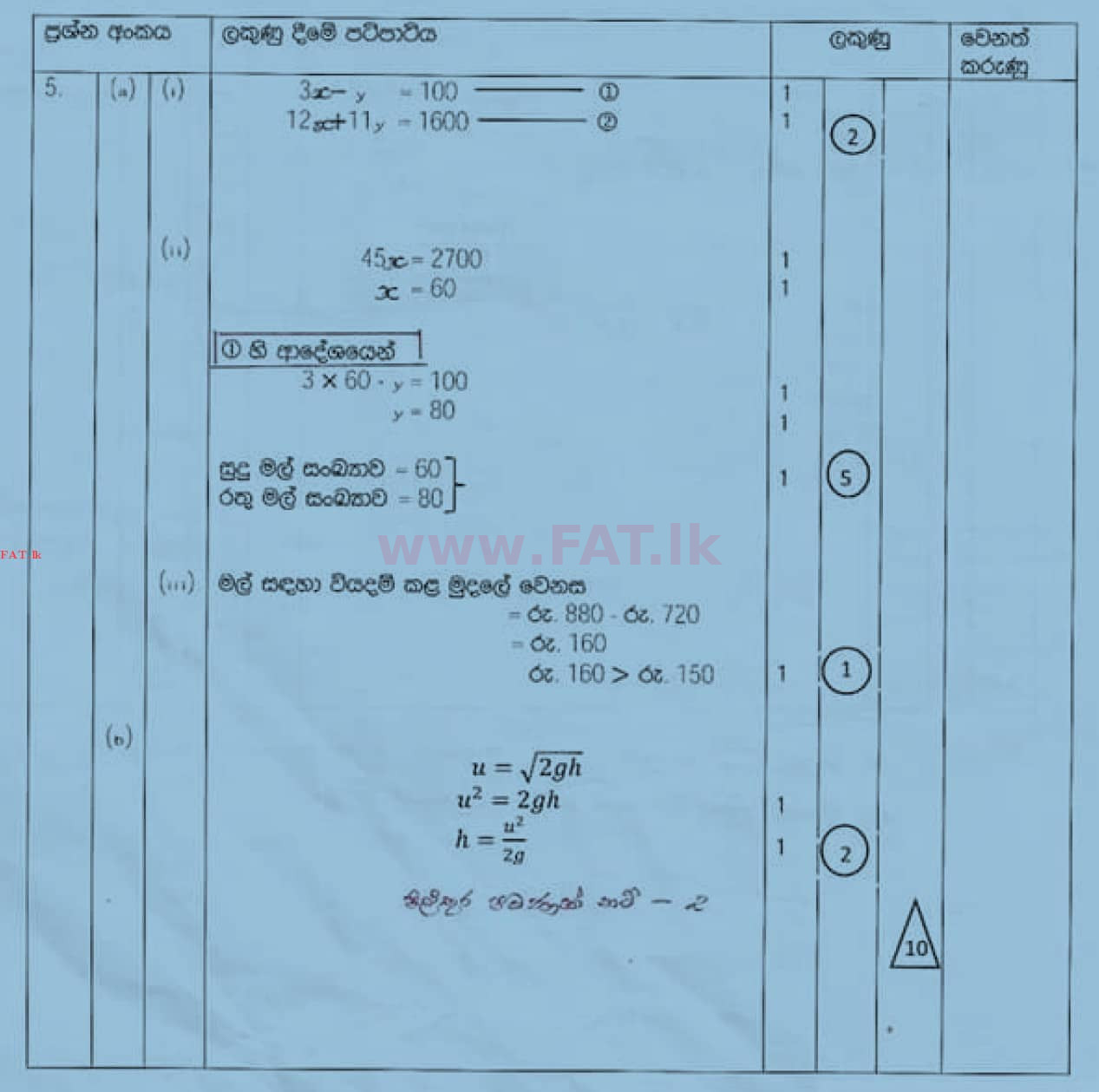 National Syllabus : Ordinary Level (O/L) Mathematics - 2020 March - Paper II (සිංහල Medium) 5 4370