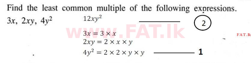 National Syllabus : Ordinary Level (O/L) Mathematics - 2020 March - Paper I (English Medium) 6 4428