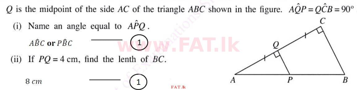 National Syllabus : Ordinary Level (O/L) Mathematics - 2020 March - Paper I (English Medium) 16 4438