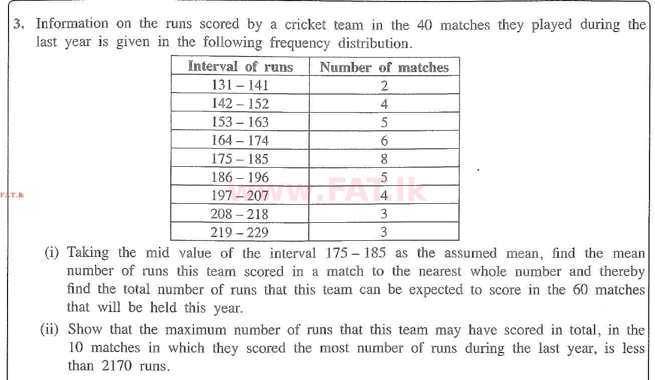 National Syllabus : Ordinary Level (O/L) Mathematics - 2020 March - Paper II (English Medium) 3 1