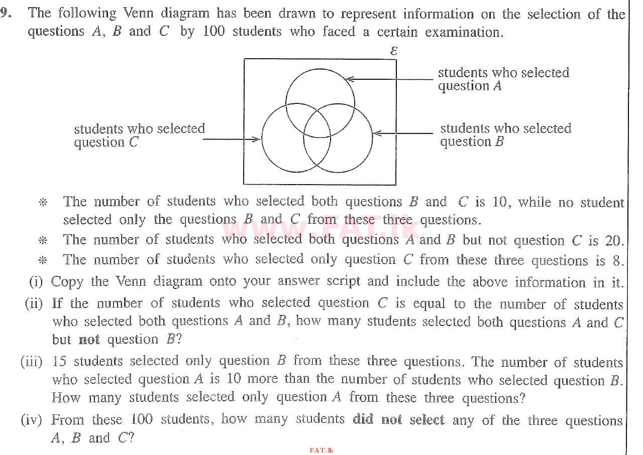 National Syllabus : Ordinary Level (O/L) Mathematics - 2020 March - Paper II (English Medium) 9 1