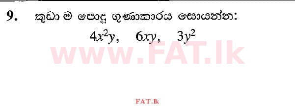 National Syllabus : Ordinary Level (O/L) Mathematics - 2021 May - Paper I (සිංහල Medium) 9 1