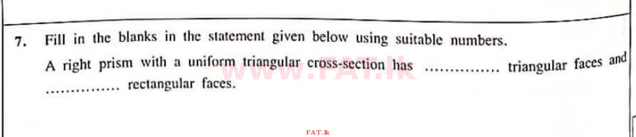 உள்ளூர் பாடத்திட்டம் : சாதாரண நிலை (சா/த) கணிதம் - 2021 மே - தாள்கள் I (English மொழிமூலம்) 7 1