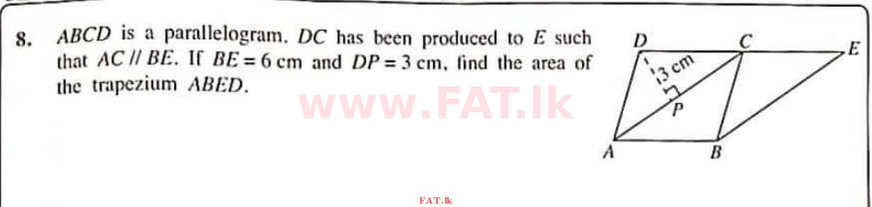 உள்ளூர் பாடத்திட்டம் : சாதாரண நிலை (சா/த) கணிதம் - 2021 மே - தாள்கள் I (English மொழிமூலம்) 8 1