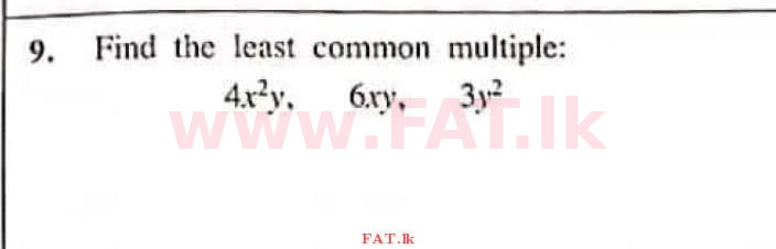 National Syllabus : Ordinary Level (O/L) Mathematics - 2021 May - Paper I (English Medium) 9 1