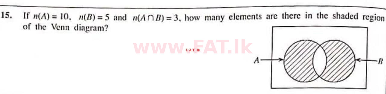 உள்ளூர் பாடத்திட்டம் : சாதாரண நிலை (சா/த) கணிதம் - 2021 மே - தாள்கள் I (English மொழிமூலம்) 15 1