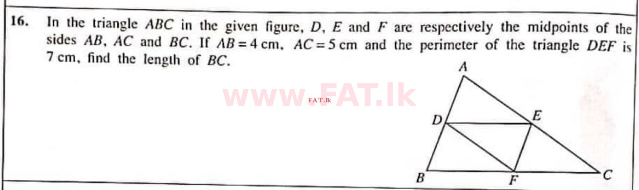 National Syllabus : Ordinary Level (O/L) Mathematics - 2021 May - Paper I (English Medium) 16 1