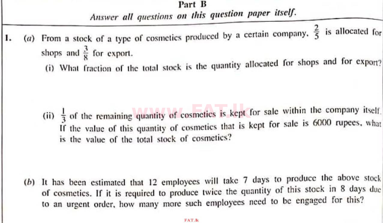 National Syllabus : Ordinary Level (O/L) Mathematics - 2021 May - Paper I (English Medium) 26 1