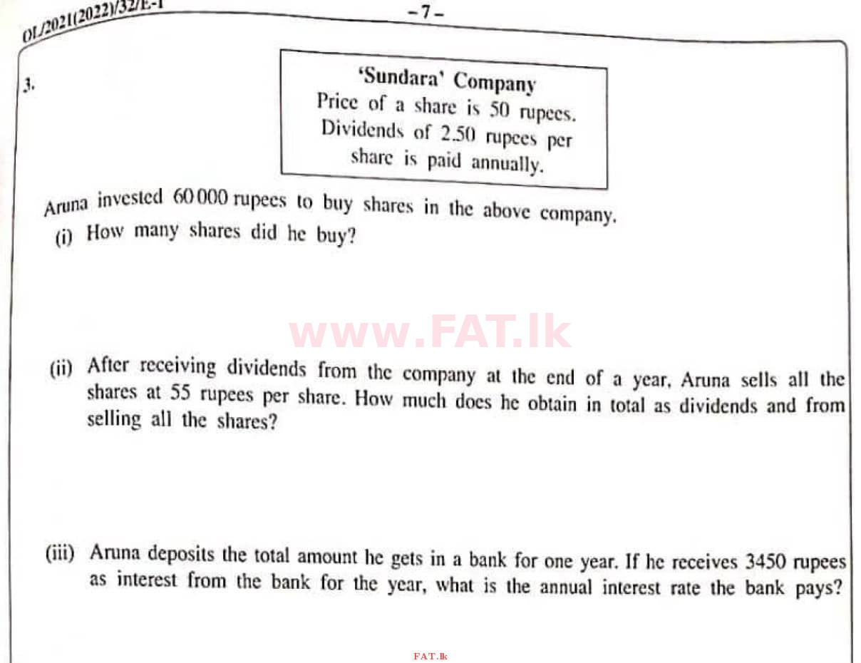 National Syllabus : Ordinary Level (O/L) Mathematics - 2021 May - Paper I (English Medium) 28 1