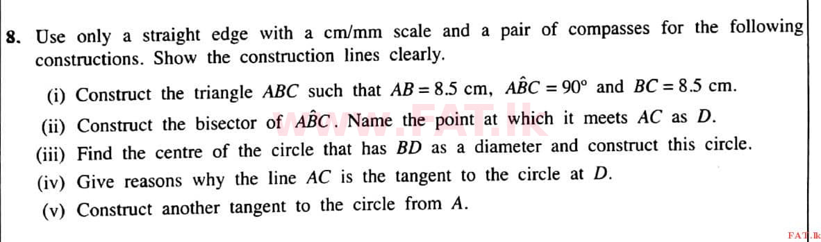 National Syllabus : Ordinary Level (O/L) Mathematics - 2021 May - Paper II (English Medium) 8 1
